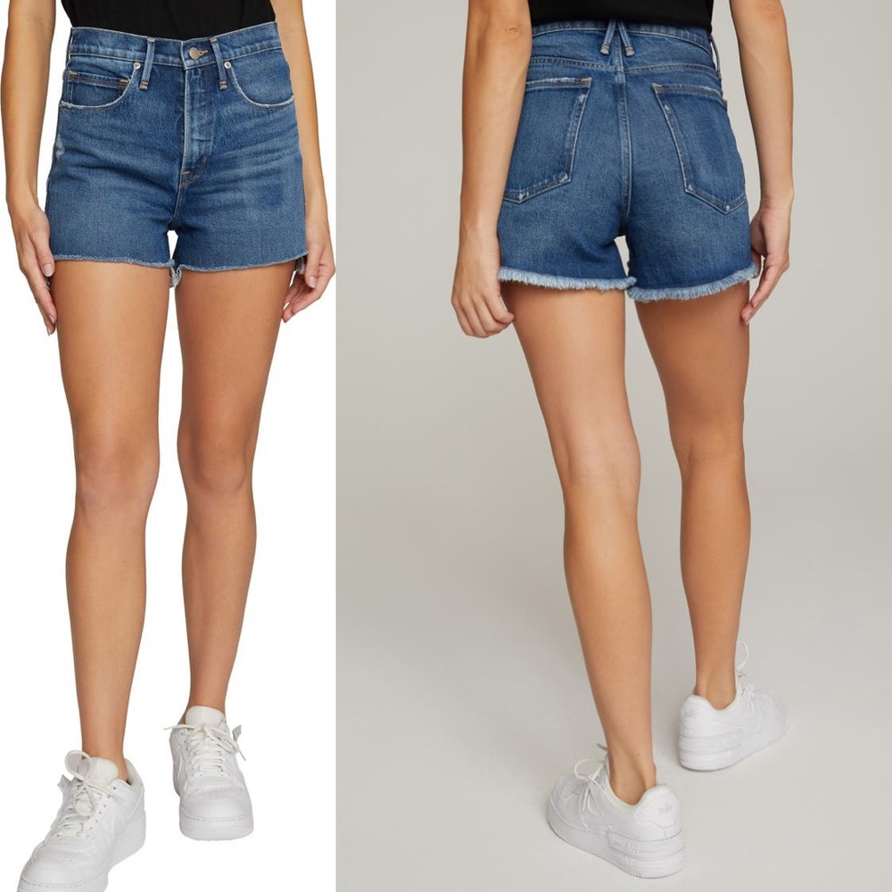 Good American Good 90’s Cutoff Denim Shorts